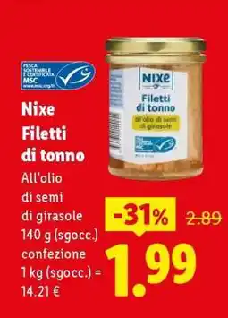 Lidl Nixe Filetti di tonno offerta