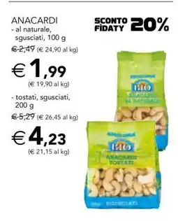 Esselunga ANACARDI - al naturale, sgusciati, 100 g offerta
