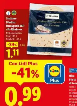 Lidl Italiamo Piadina Romagnola IGP alla Riminese offerta