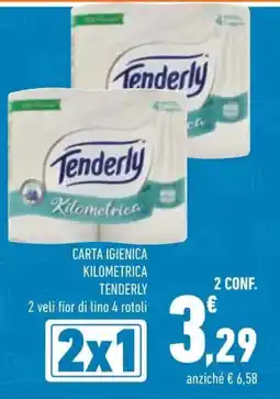 Conad Carta igienica kilometrica TENDERLY 2 veli fior di lino 4 rotoli offerta