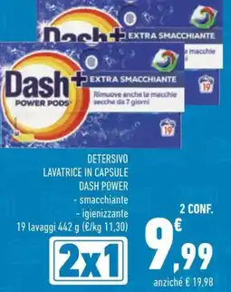 Conad Detersivo lavatrice in capsule DASH POWER smacchiante igienizzante 19 lavaggi offerta