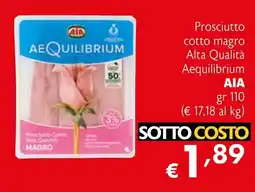 Eurospesa Prosciutto cotto magro Alta Qualità Aequilibrium AIA offerta