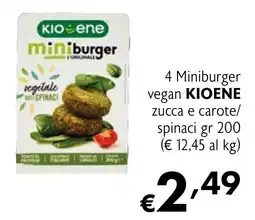 Eurospesa 4 Miniburger vegan KIOENE zucca e carote/ spinaci offerta