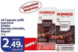 Sigma 10 Capsule caffè espresso Kimbo barista ristretto, Napoli offerta