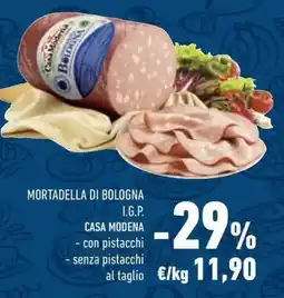 Conad Mortadella di bologna i.g.p. casa modena con pistacchi senza pistacchi al taglio offerta
