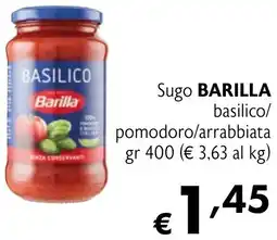 Eurospesa Sugo BARILLA basilico/ pomodoro/arrabbiata offerta
