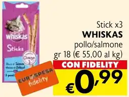 Eurospesa Stick x3 WHISKAS pollo/salmone offerta