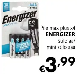 Eurospesa Pile max plus x4 ENERGIZER stilo aa/ mini stilo aaa offerta