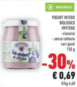 Conad Yogurt intero biologico vipiteno classico senza lattosio vari gusti offerta