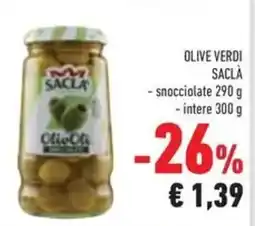Conad Olive verdi SACLÀ snocciolate intere offerta