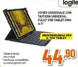 Expert Logitech cover universale con tastiera universal folio* per tablet fino a 11" offerta