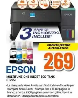 Expert EPSON MULTIFUNZIONE INKJET ECO TANK ET2951 offerta