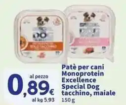 Sigma Patè per cani Monoprotein Excellence Special Dog tacchino, maiale offerta