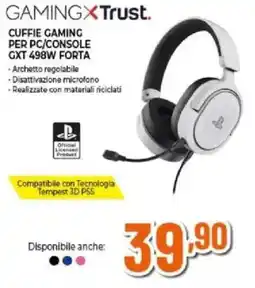 Expert Gamingxtrust cuffie gaming per pc/console gxt 498W forta offerta