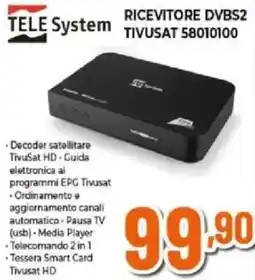 Expert TELE System RICEVITORE DVBS2 TIVUSAT 58010100 offerta