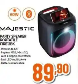 Expert Majestic party speaker portatile FIRE12BK offerta