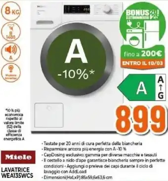 Expert Miele LAVATRICE WEA135WCS offerta