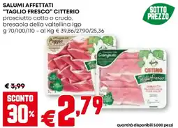 Pam Salumi affettati "taglio fresco" citterio prosciutto cotto o crudo, bresaola della valtellina lgp offerta