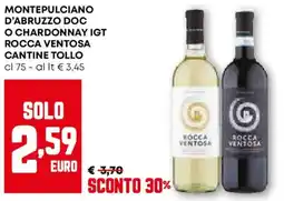 Pam Montepulciano d'abruzzo doc o chardonnay igt rocca ventosa cantine tollo offerta