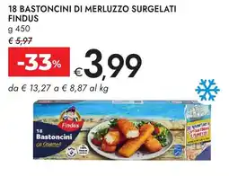 Bennet 18 bastoncini di merluzzo surgelati FINDUS offerta