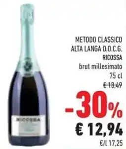 Conad Metodo classico alta langa d.o.c.g. RICOSSA brut millesimato offerta