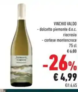 Conad Vinchio valdo dolcetto piemonte d.o.c. riocrosio cortese montencroce offerta