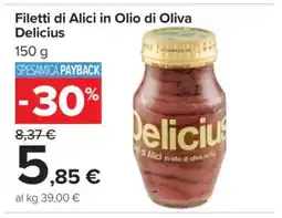 Carrefour Filetti di Alici in Olio di Oliva Delicius offerta