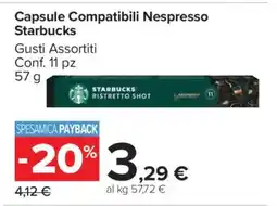 Carrefour Capsule Compatibili Nespresso Starbucks offerta