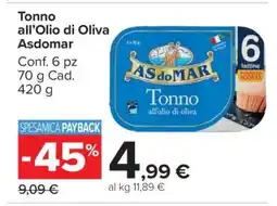 Carrefour Tonno all’Olio di Oliva AsdoMar offerta
