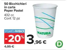Carrefour 50 Bicchieri in carta Paper Pastel offerta
