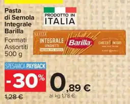 Carrefour PASTA DI SEMOLA INTEGRALE BARILLA offerta