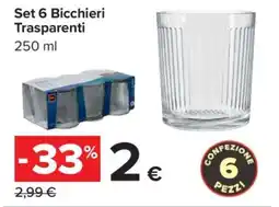 Carrefour Set 6 bicchieri trasparenti offerta