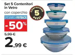Carrefour Set 5 Contenitori in Vetro offerta