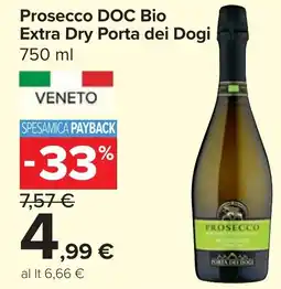Carrefour Market Prosecco DOC Bio Extra Dry Porta dei Dogi offerta