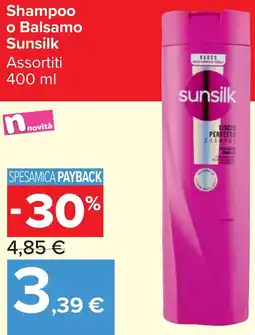 Carrefour Market Shampoo o Balsamo Sunsilk offerta