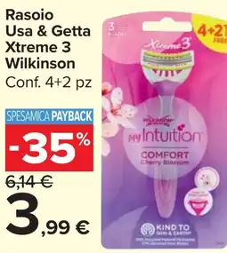 Carrefour Market Rasoio Usa & Getta Xtreme 3 Wilkinson offerta