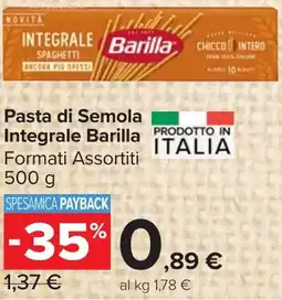 Carrefour Market Pasta di Semola Integrale Barilla offerta