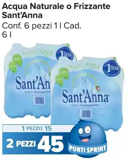 Carrefour Market Acqua Naturale o Frizzante Sant'Anna offerta