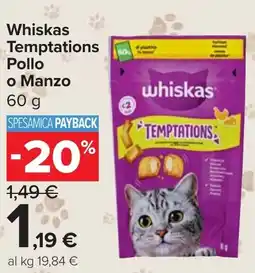 Carrefour Market Whiskas Temptations Pollo o Manzo offerta