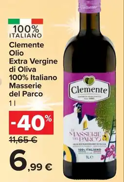 Carrefour Market Clemente Olio Extra Vergine di Oliva 100% Italiano Masserie del Parco offerta