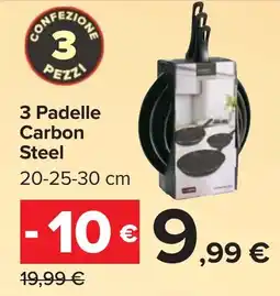 Carrefour 3 Padelle Carbon Steel offerta