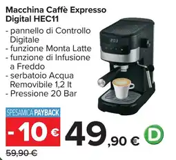 Carrefour Macchina Caffè Expresso Digital HEC11 offerta