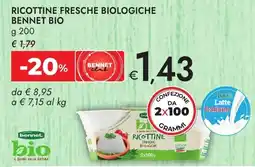 Bennet Ricottine fresche biologiche BENNET BIO offerta