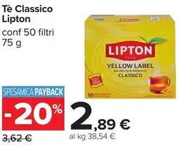 Carrefour Tè Classico Lipton offerta