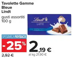 Carrefour Tavolette Gamme Bleue Lindt offerta