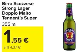 Carrefour Birra Scozzese Strong Lager Doppio Malto Tennent's Super offerta
