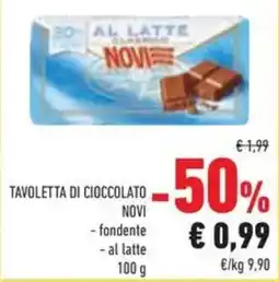Conad Tavoletta di cioccolato NOVI fondente al latte offerta