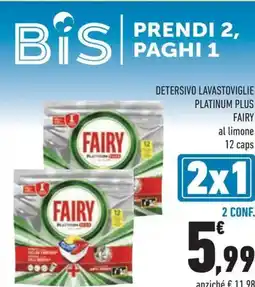 Conad Detersivo lavastoviglie platinum plus FAIRY al limone 12 caps offerta