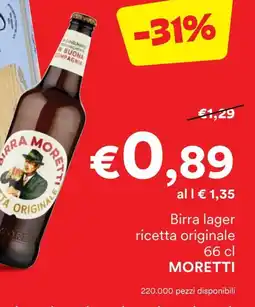 Unes Birra lager ricetta originale MORETTI offerta