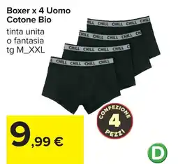 Carrefour Boxer x 4 Uomo Cotone Bio offerta